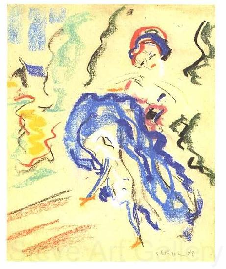 Ernst Ludwig Kirchner Dancer in a blue skirt Germany oil painting art